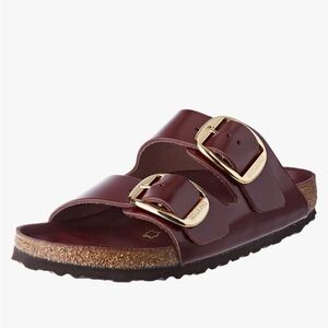 Birkenstock Women’s Brown Arizona Bog Buckle size 40 with Gold Buckles